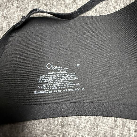 Olga By Warners Full Coverage Underwire Bra 44D Black No Side Effects Smooth - Picture 5 of 5